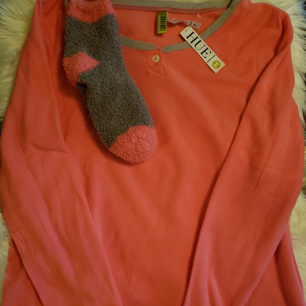 Hue sleep shirt with attached socks
